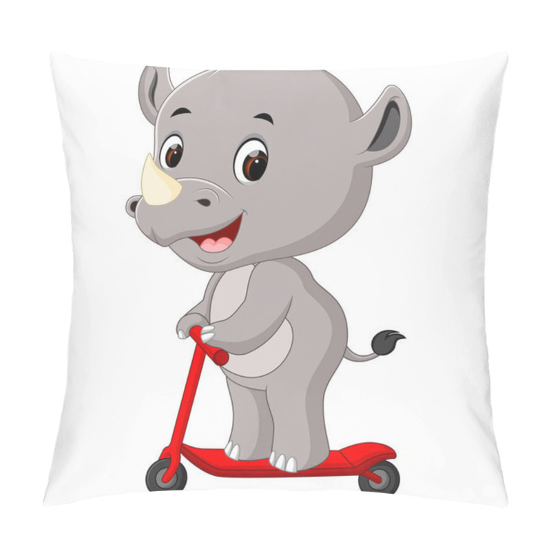 Personality  Cute Rhino Riding Push Scooter Pillow Covers