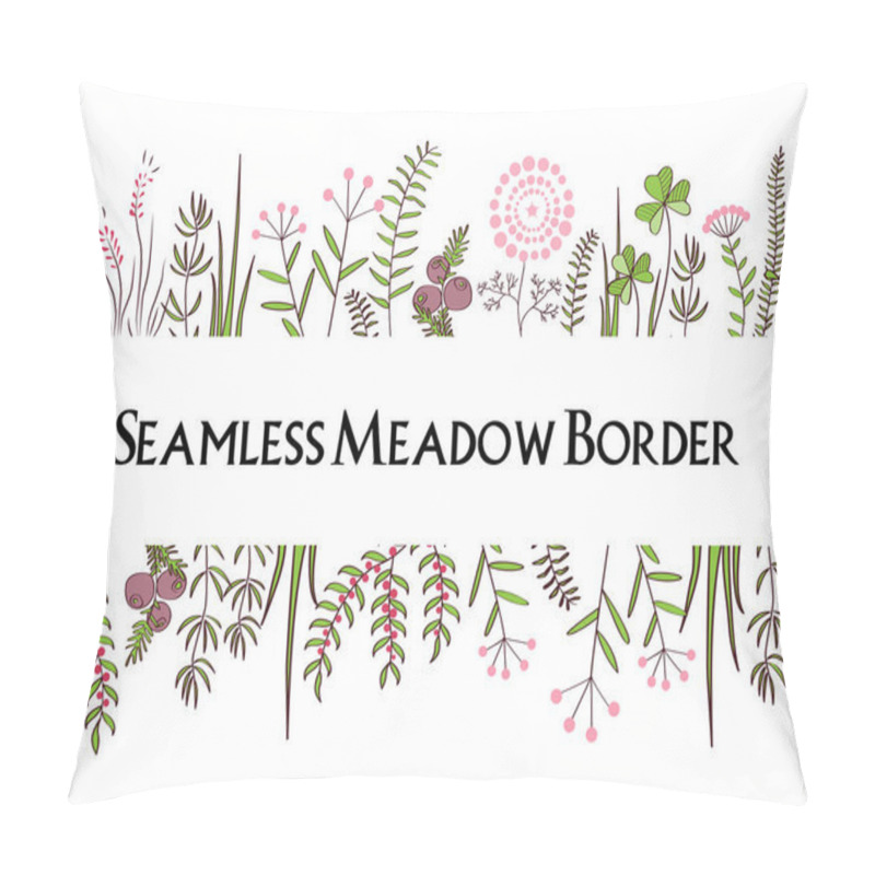 Personality  Meadow Herbs Seamless Borders Background. Illustration For Posters, Greeting Cards, And Other Printing Projects. Pillow Covers