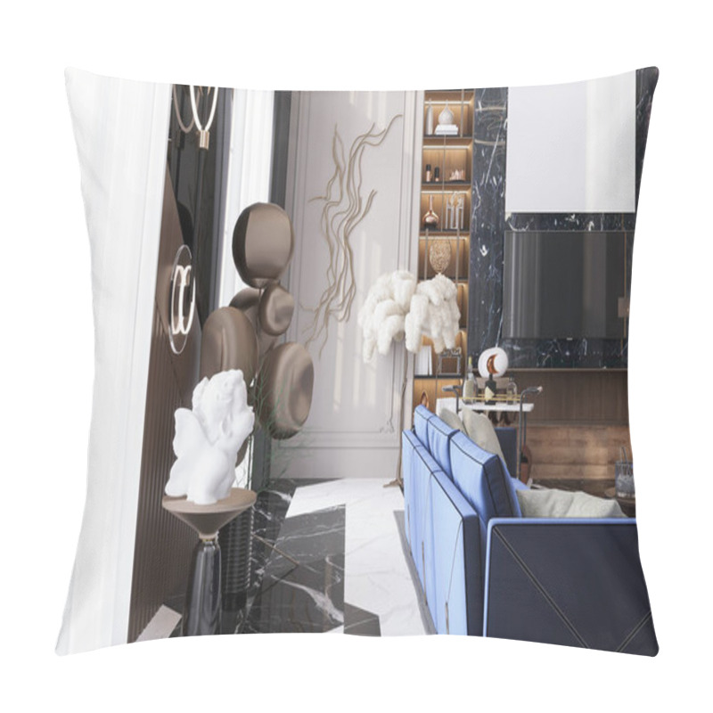 Personality  Modern Luxury Living Room With Artistic Decor And Contemporary Sculptures Pillow Covers