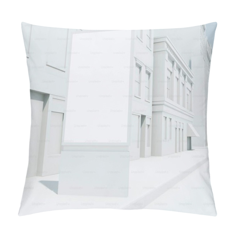 Personality  Minimalist Urban Street Scene Featuring Blank Billboard And White Buildings. Pillow Covers