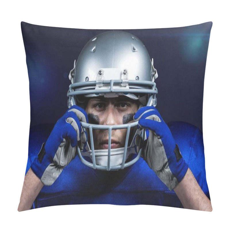 Personality  American Football Player Adjusting His Helmet Pillow Covers