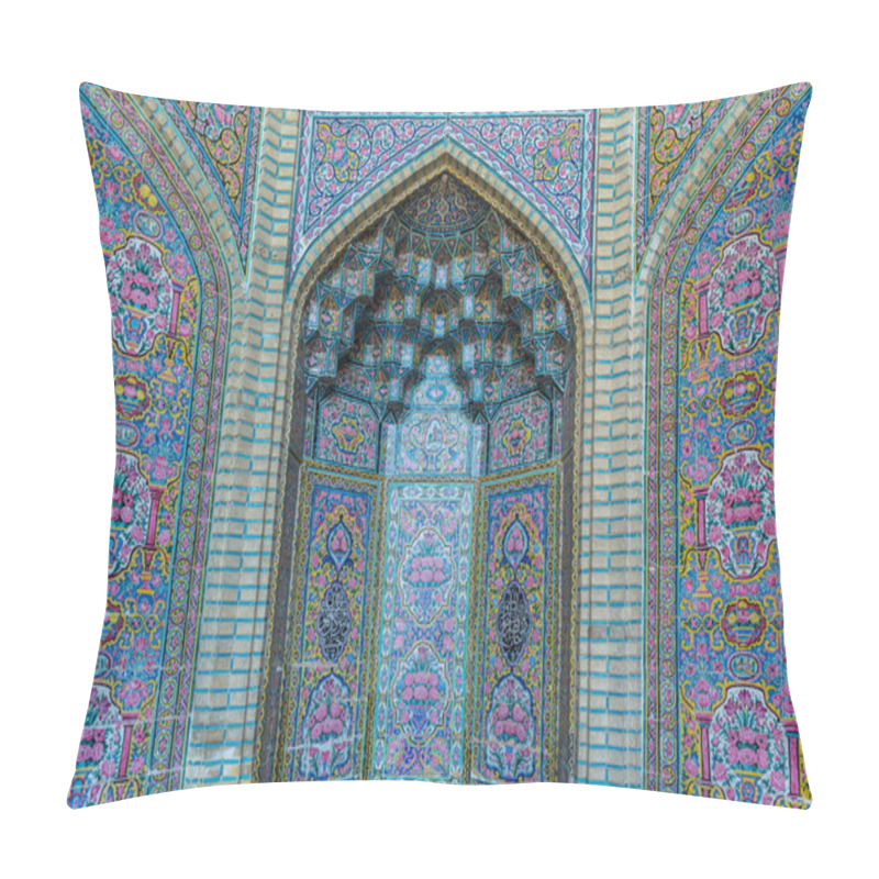 Personality  Colorful Mosaic  Patterns On The Wall Of Nasir Al-Mulk Mosque (Pink Mosque) In Shiraz, Iran Pillow Covers