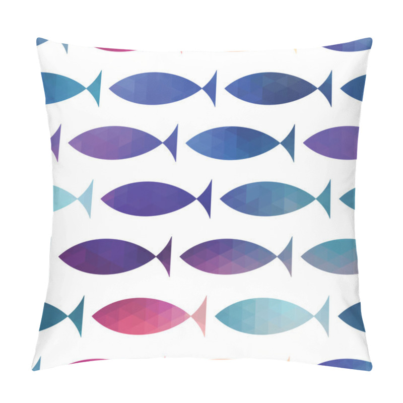 Personality  Fish Seamless Pattern. Vector. Vector Triangle Fish. Abstract Fi Pillow Covers