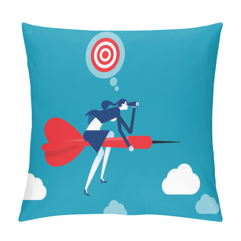 Personality  Business Person Finding Goal. Business Vision And Opportunity Pillow Covers