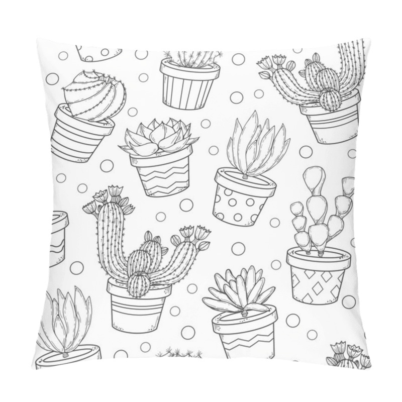 Personality  Cactus And Succulent Contour Seamless Pattern Pillow Covers