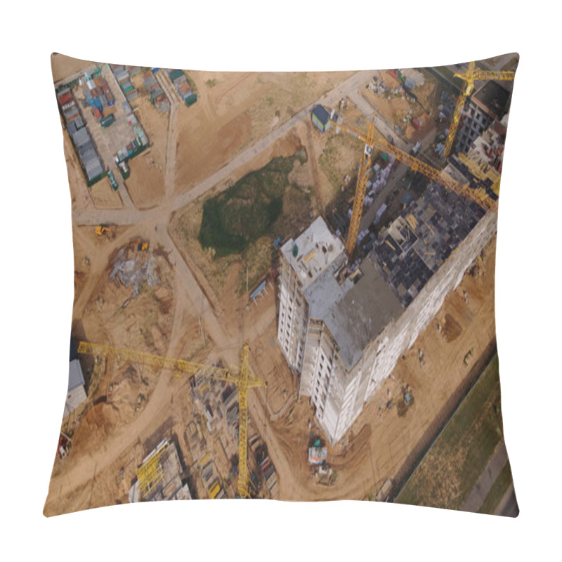 Personality  Construction Site For A New City Block. Construction Work Is Underway. Aerial Photography. Pillow Covers