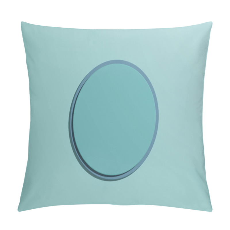 Personality  3D Illustration Of A Light, Sky Blue Circle Podium Or Stand Top View Flat Lay Product Display Minimal, Simple White Or Light Gray Background With Copy Space For Text Pillow Covers