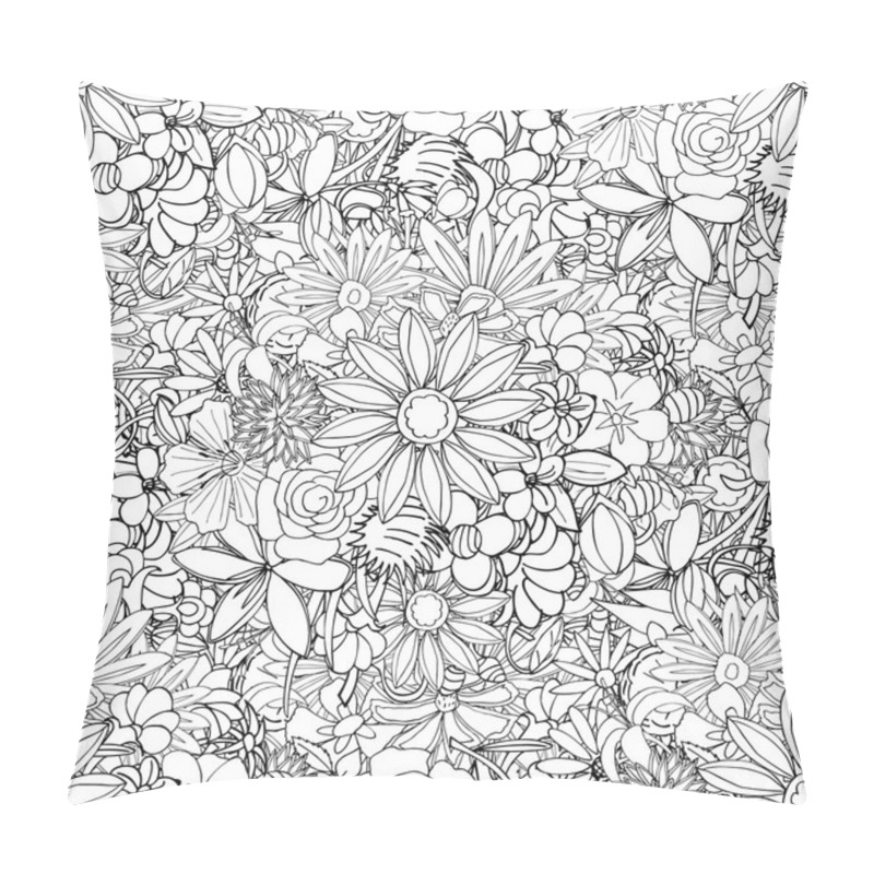 Personality  Floral Seamless Pattern Background With Leaves. Doodles Ornament Pillow Covers