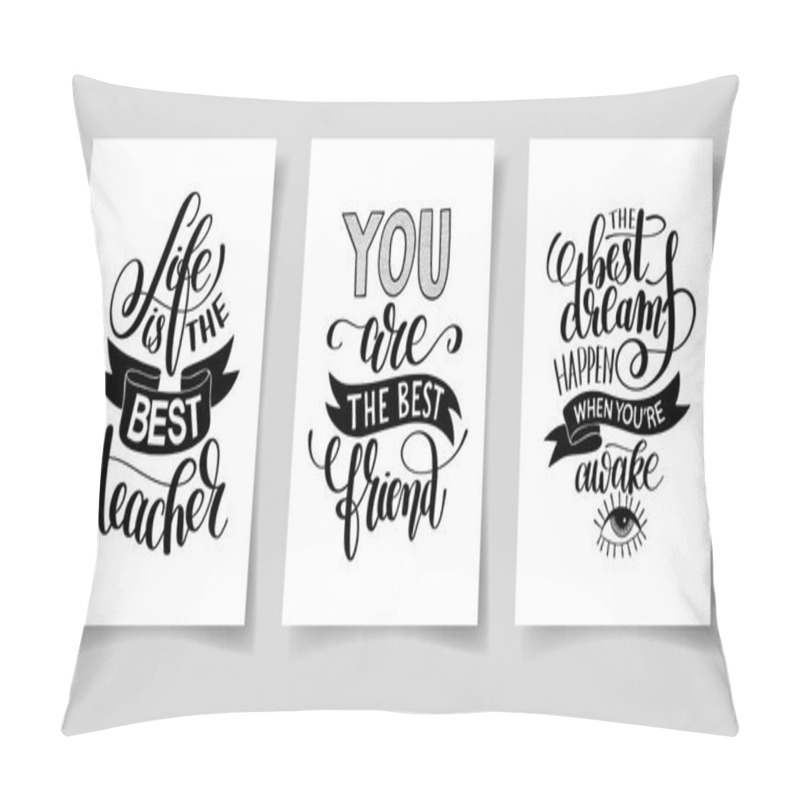 Personality  Set Of Three Hand Written Lettering Positive Inspirational Quote Pillow Covers