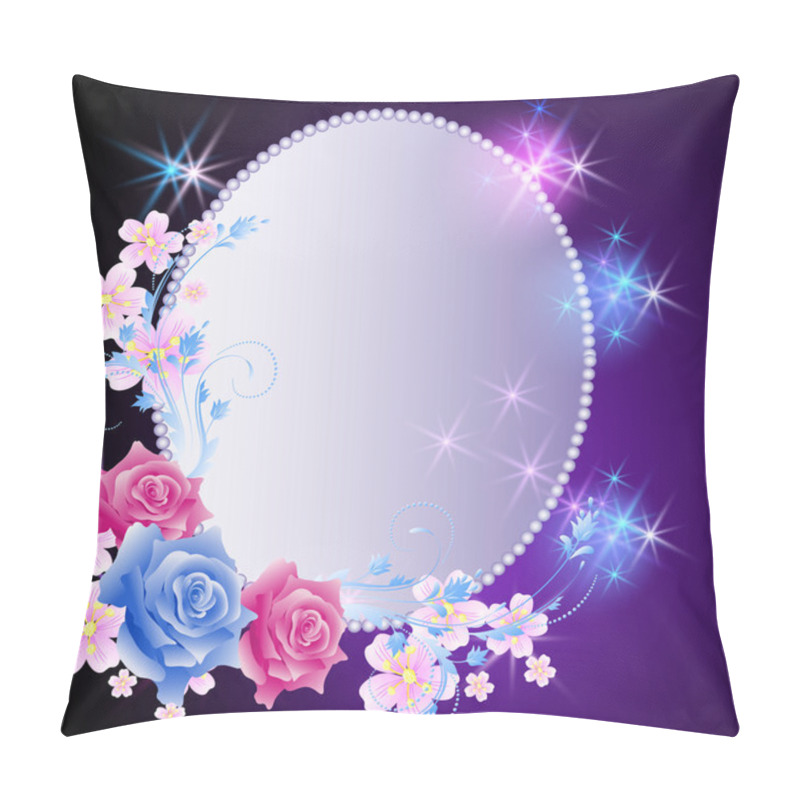 Personality  Glowing Background With Frame And Flowers Pillow Covers