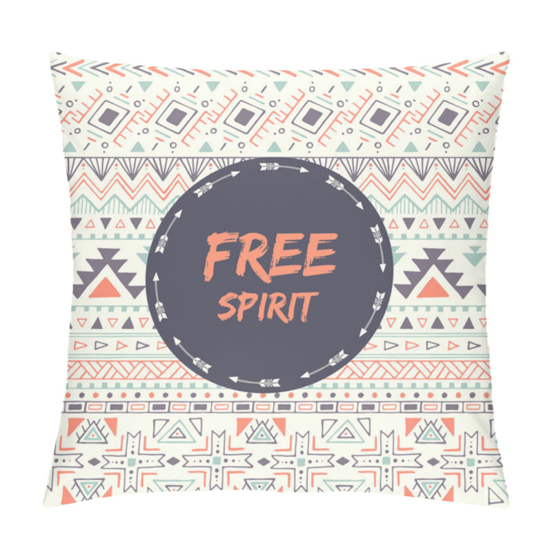 Personality  Ethnic Card With Motivational Phrase. Pillow Covers