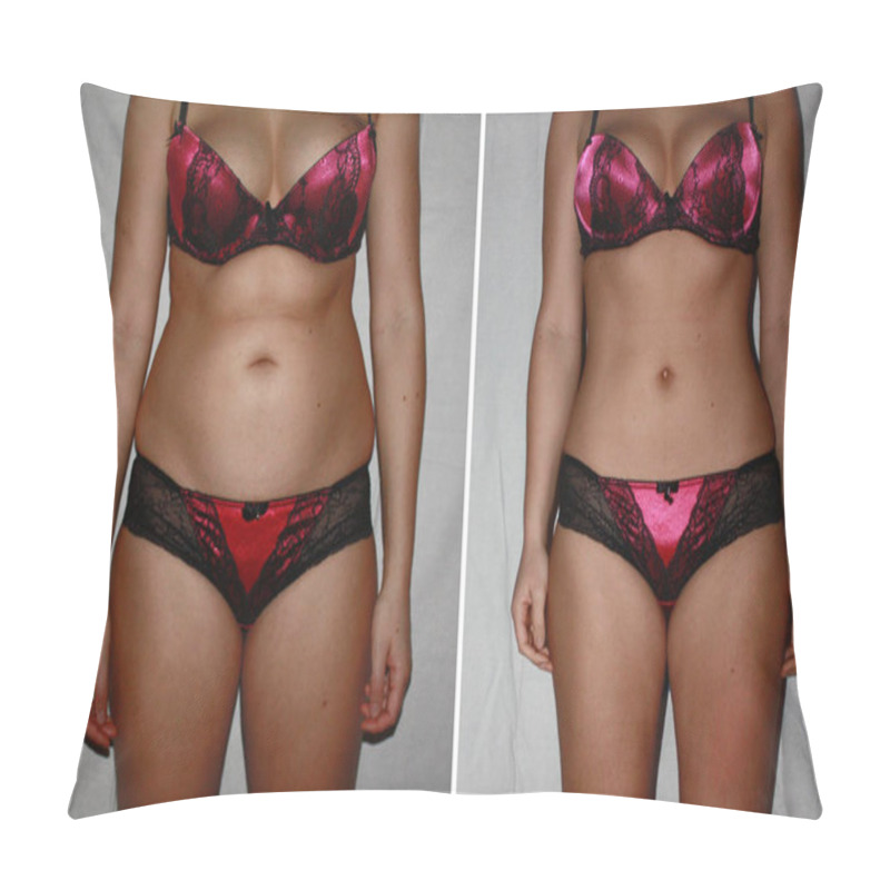 Personality  Authentic Real Amateurish Before And After Weight Loss Photo Of Female Body.  Pillow Covers