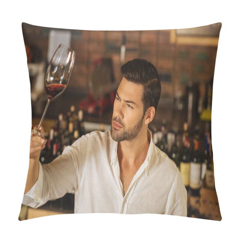 Personality  Handsome Nice Brunette Man Squinting His Eyes Pillow Covers