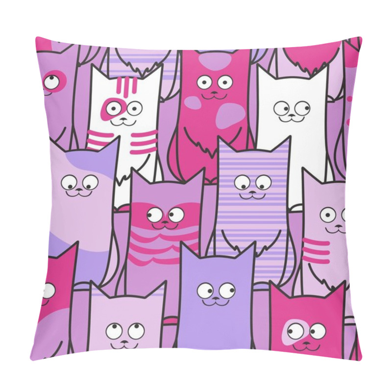 Personality  Lovely Drawing Of Cats That Sit In Rows. Seamless Pattern. Perfect For Greeting Cards, Wallpaper, Gift Paper, Web, Textile, Background, Winter Decorations. Pillow Covers