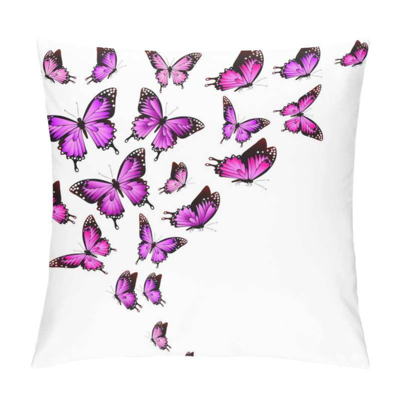 Personality  Beautiful Pink Butterflies, Isolated  On A White Pillow Covers