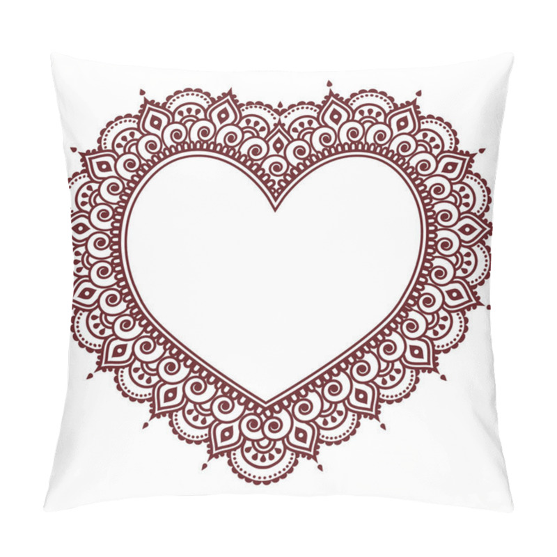 Personality  Valentine's Day Grettings Card With Heart Mehndi, Indian Henna Tattoo Pattern Pillow Covers