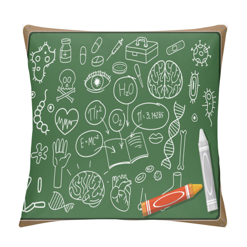 Personality  Hand Drawn Medical Science Element On Chalkboard Illustration Pillow Covers