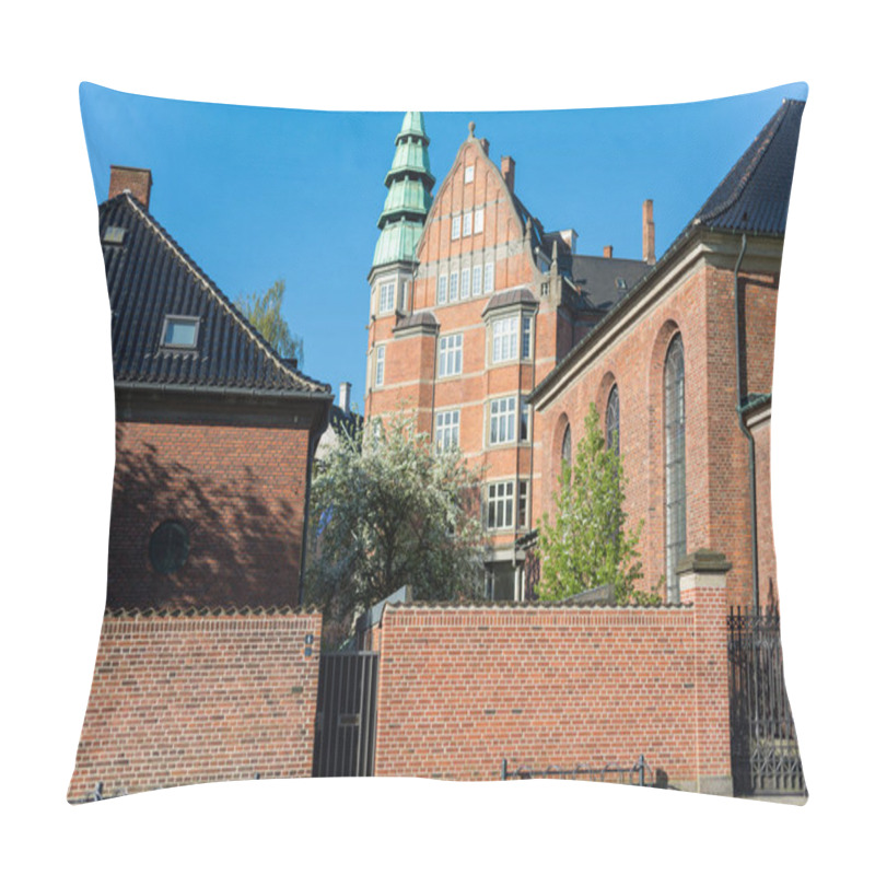 Personality  Brick Wall, Church And Houses At Sunny Day In Copenhagen, Denmark Pillow Covers