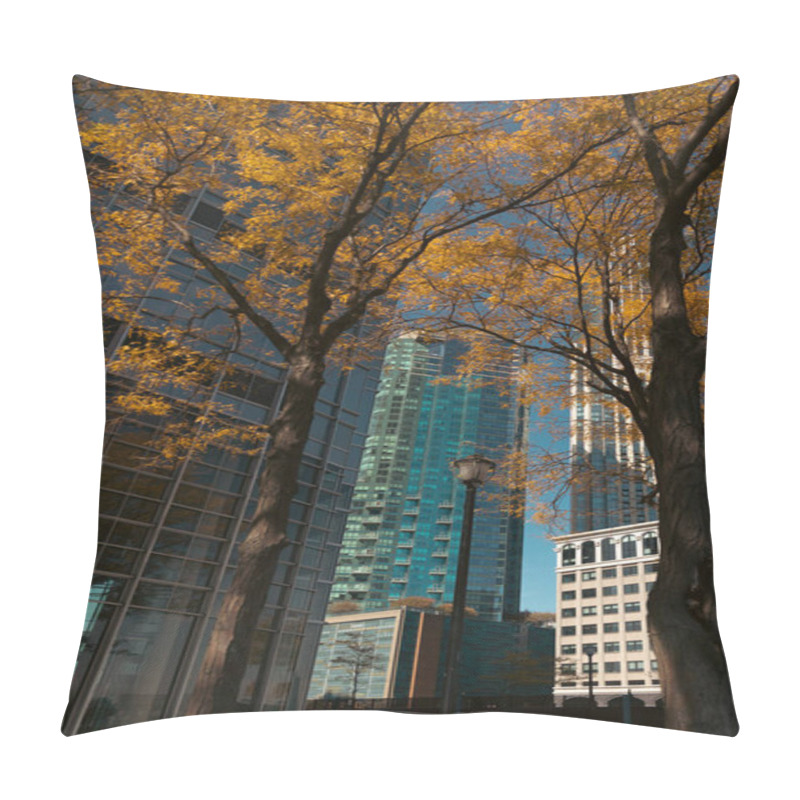 Personality  Modern Buildings Near Trees With Autumn Leaves In Manhattan District Of New York City Pillow Covers