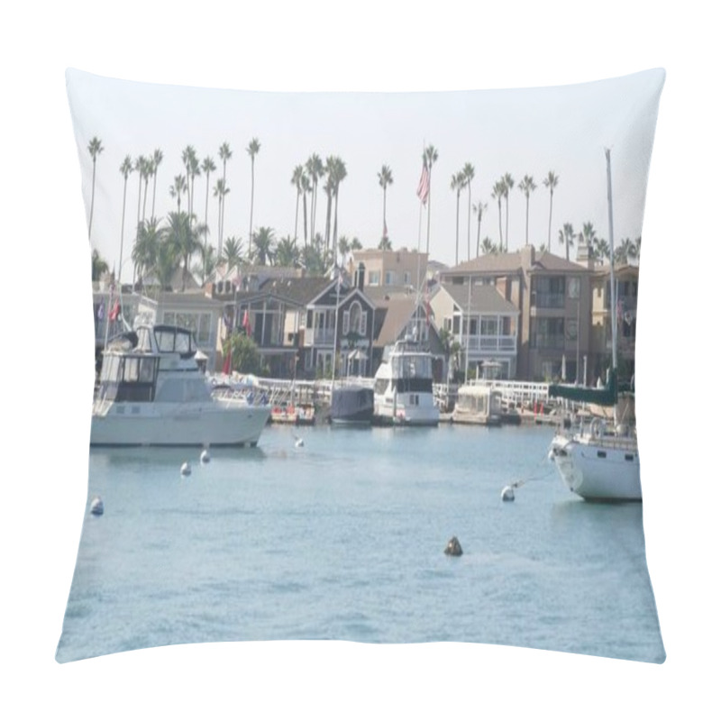 Personality  Newport Beach Harbor, Weekend Marina Resort With Yachts And Sailboats, Pacific Coast, California, USA. Waterfront Luxury Suburb Real Estate In Orange County. Expensive Beachfront Holiday Destination. Pillow Covers