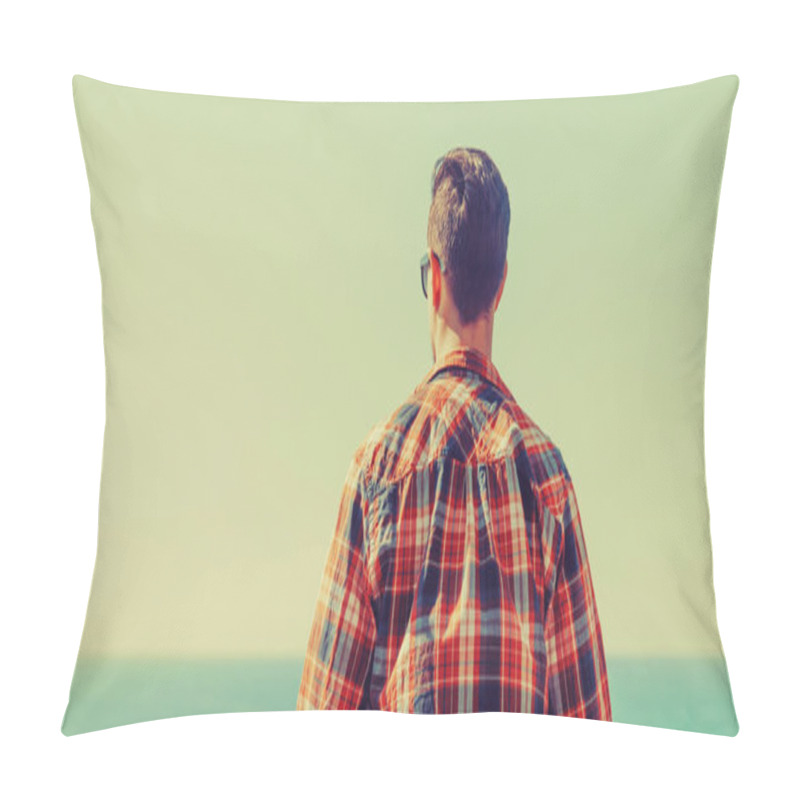 Personality  Young Man Enjoying View Of Sea Pillow Covers