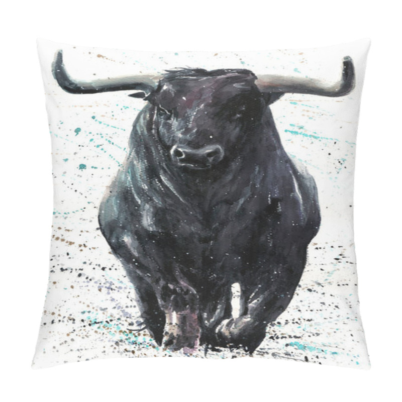 Personality  Watercolor, Buffalo, Bison, Animal, Background, Isolated, Wild, Illustration, Nature, White, Art, Wildlife, Animals, Hand, Texture, Bull, Exotic, Tattoo, Paint, Mammal, West, Painting, Black, American, Decoration, Fashion, Colorful, Bull Pillow Covers