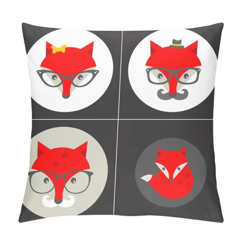 Personality  Set Of Cute Seamless Patterns With Hipster Fox. Pillow Covers