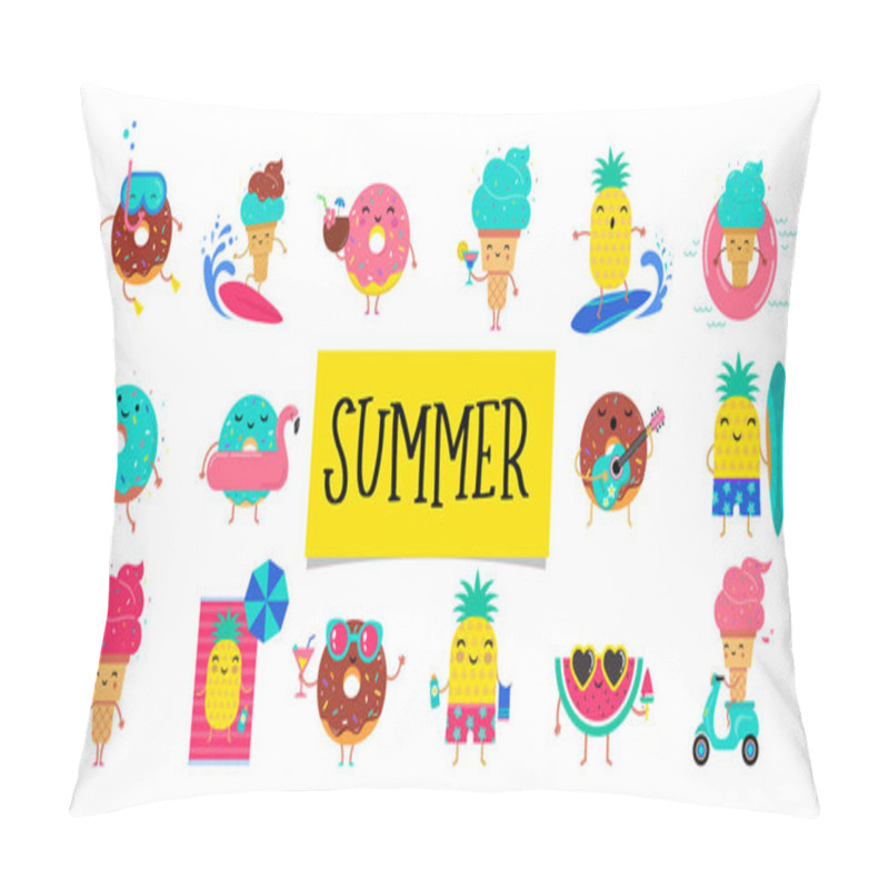 Personality  Sweet Summer - Cute Ice Cream, Watermelon And Donuts Characters Make Fun Pillow Covers