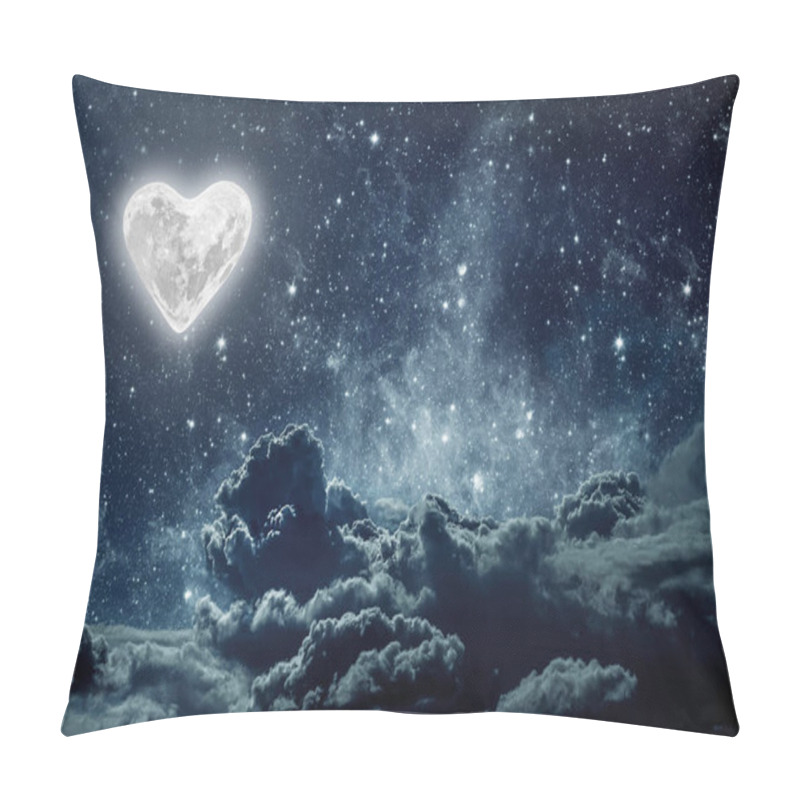 Personality  The Moon Heart-shaped Shines Over The Lovers' House On Valentine's Day  Pillow Covers