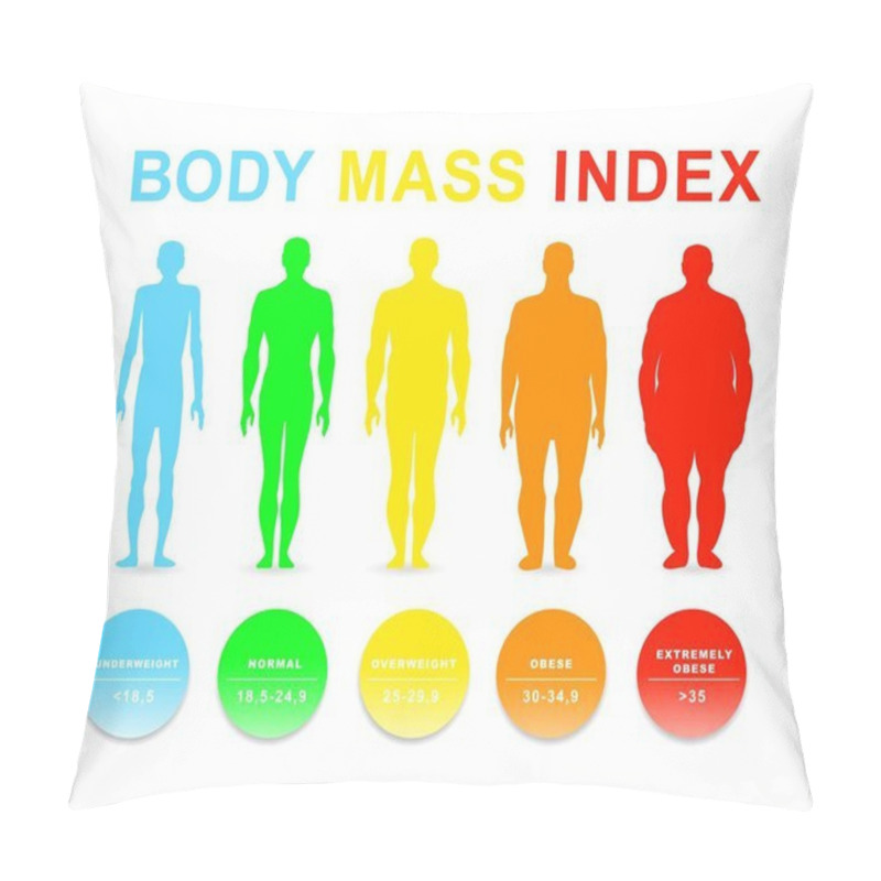 Personality  Body Mass Index Vector Illustration. Silhouettes With Different Obesity Degrees. EPS 10 Pillow Covers