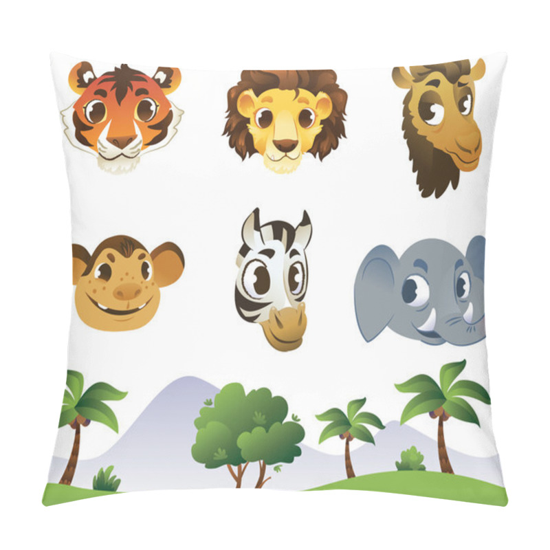 Personality  Set Of Cartoon Animal Heads Pillow Covers