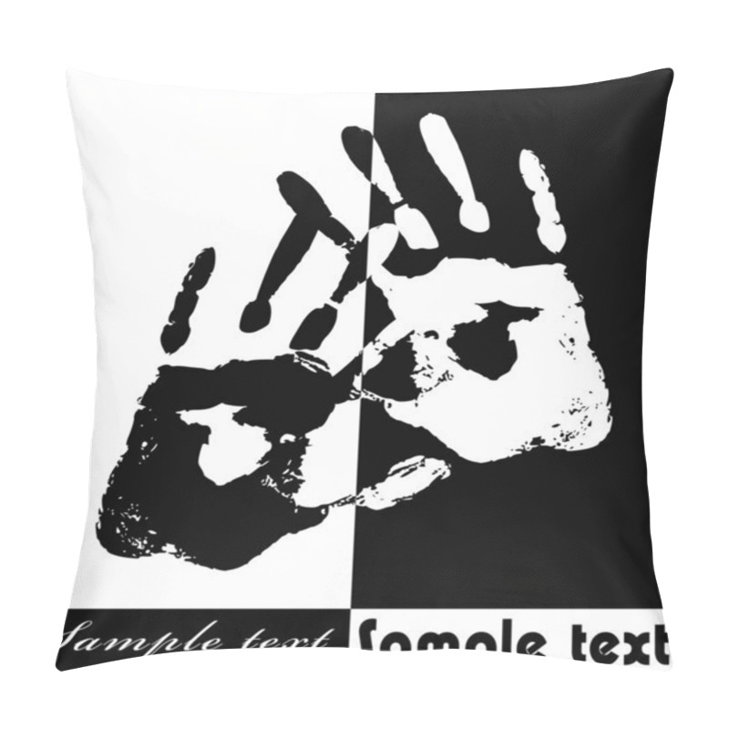 Personality  Poster With Black And White Hand. Illustration Of Racism. Pillow Covers