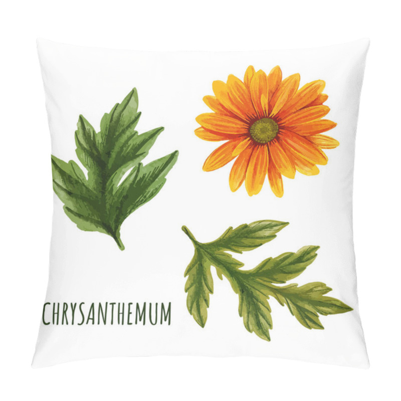 Personality  Orange Chrysanthemum Flower With Leaves, Tea Plant Pillow Covers