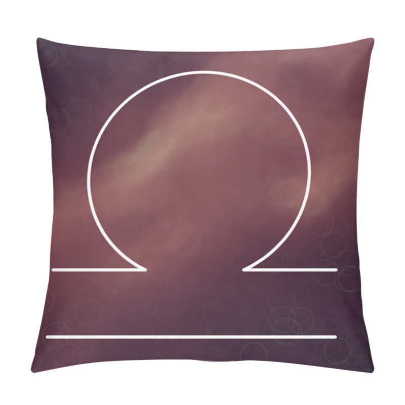 Personality  Zodiac Sign - Libra. White Thin Line Astrological Symbols On Blurry Colorful Abstract Background. Pillow Covers