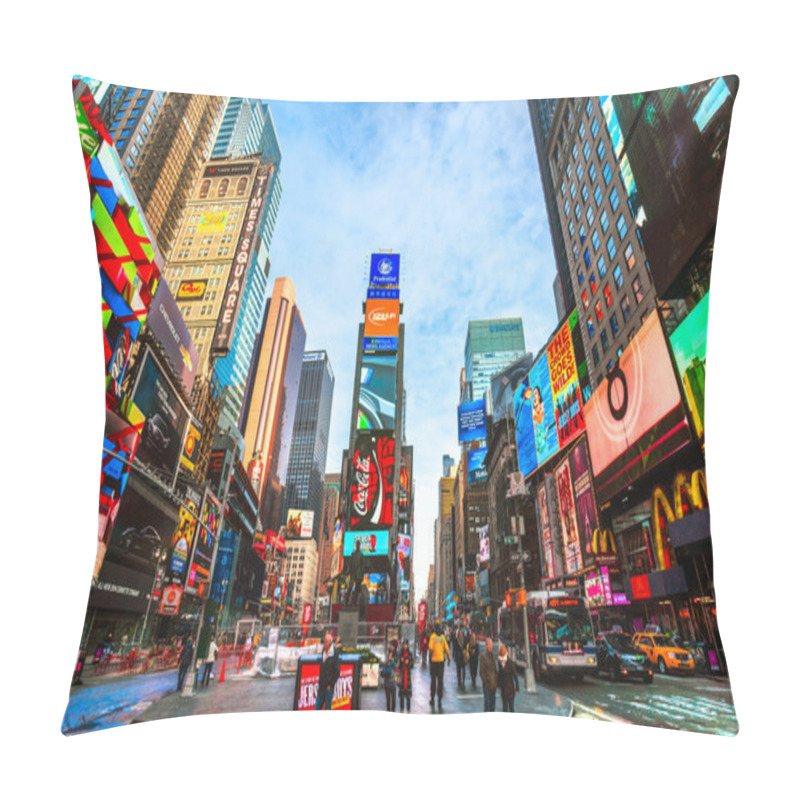 Personality  NEW YORK CITY -MARCH 25: Times Square, Featured With Broadway Th Pillow Covers