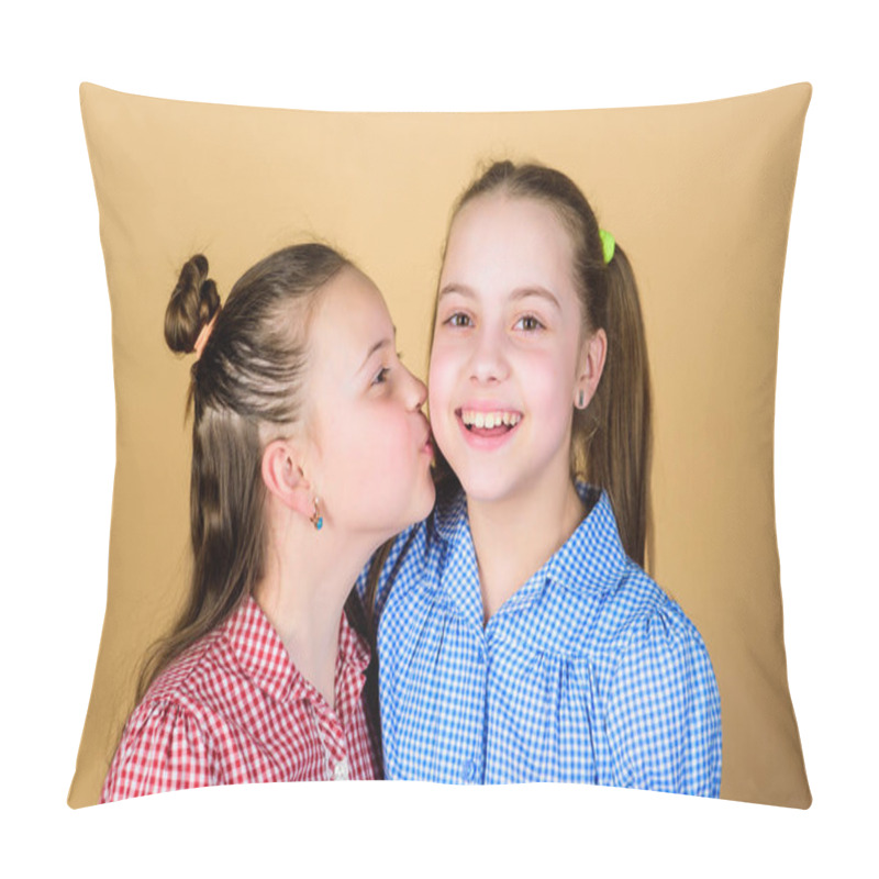 Personality  Best Friends Forever. Happy Childhood. Girls Sisters Having Fun Together. Adorable Sisters Smiling Faces. Family Love. Sisterhood Concept. Happy Children Play Together. Having Sister Is Always Fun Pillow Covers