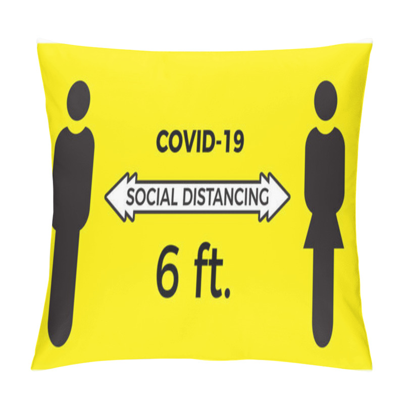 Personality  Coronavirus COVID-19 Virus Social Distancing Concept. Stay Six Feet Apart. Flat Icon Vector Illustration Pillow Covers