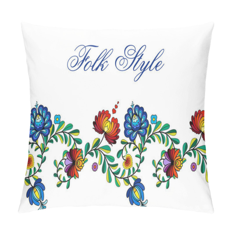 Personality  Folksy Floral Border - Russian Folk Style Flower Garland - Vector Ornamental Vignette Pillow Covers