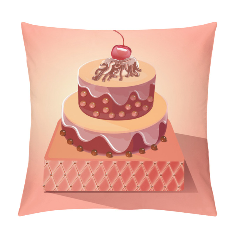 Personality  Yummy Cherry Cake! Vector Illustration  Pillow Covers