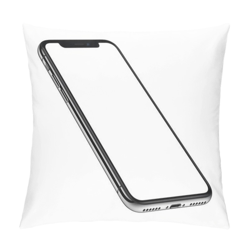 Personality  IPhone X. Perspective View Isometric Smartphone Mockup Front Side CW Rotated Similar To IPhone X Pillow Covers