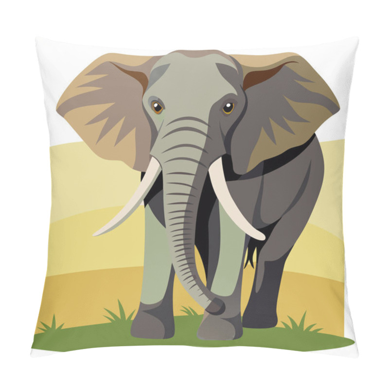 Personality  African Elephant Vector Art With Emerald Green Ears Pillow Covers