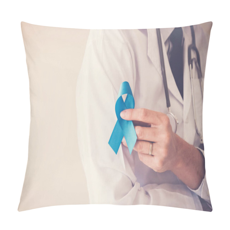 Personality  Doctor Hands Holding Light Blue Ribbon,  Prostate Cancer Awareness Pillow Covers