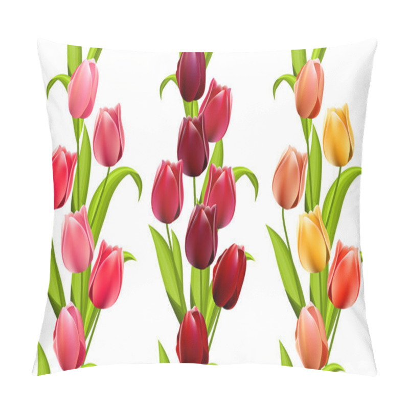 Personality  Vertical Seamless Patterns With Tulips Pillow Covers