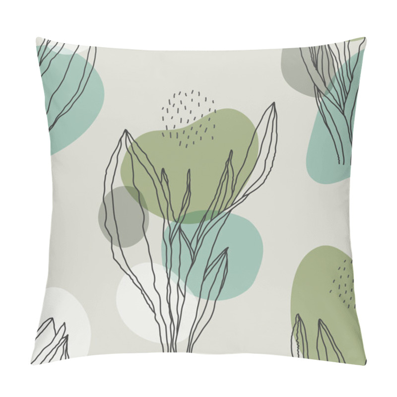 Personality  Trendy Minimalist Seamless Botanical Pattern With Line Art Composition Pillow Covers