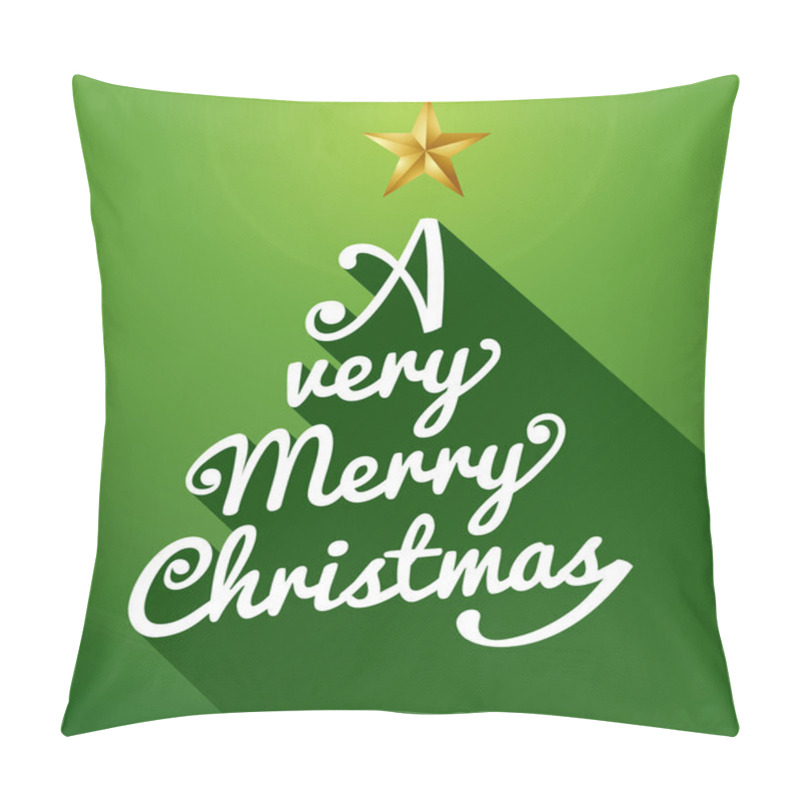 Personality  A Very Merry Christmas Tree Text Composition Illustration. Pillow Covers