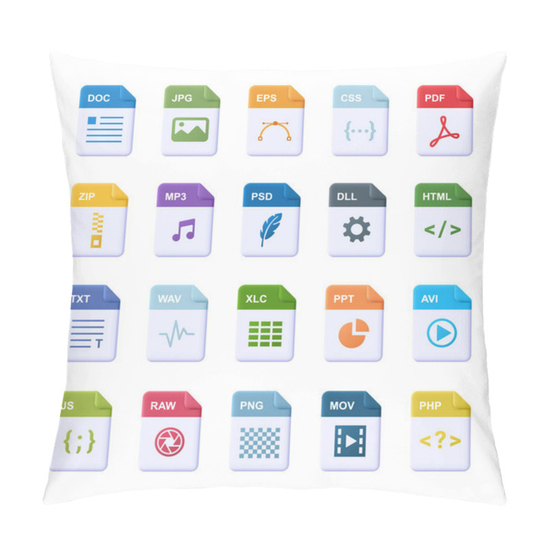 Personality  File Format - Realistic Icon Set. 3d Vector Illustration. Pillow Covers