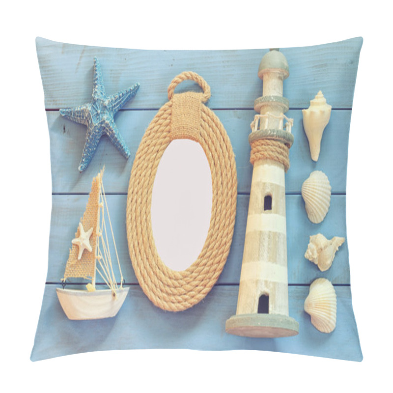 Personality  Top View Nautical Concept With Nautical Life Style Objects Pillow Covers