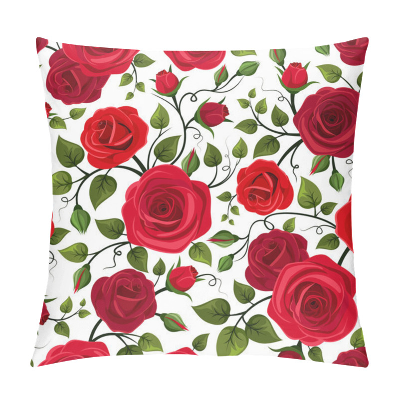 Personality  Seamless Pattern With Red Roses. Vector Illustration. Pillow Covers