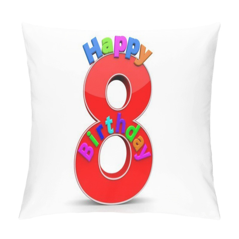 Personality  The Big Red Number 8 With Happy Birthday Pillow Covers