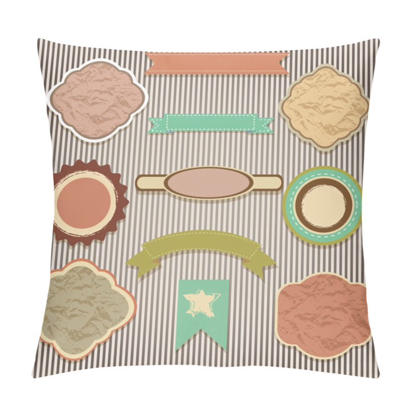 Personality  Set Of Labels On A Striped Background Pillow Covers